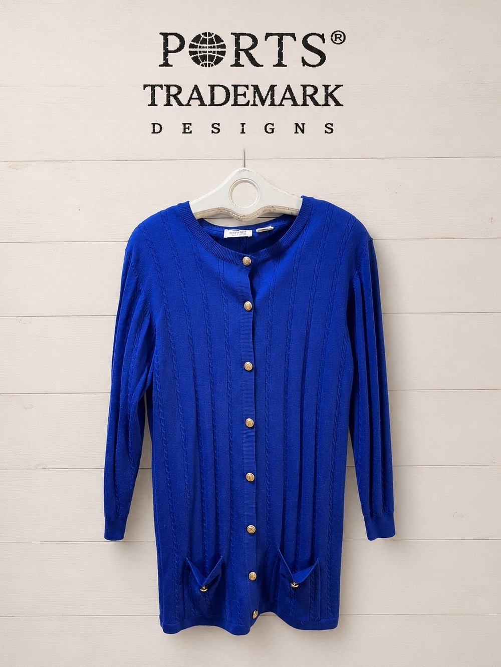 PORTS TRADEMARK DESIGNS – Long Wool Cardigan (L)